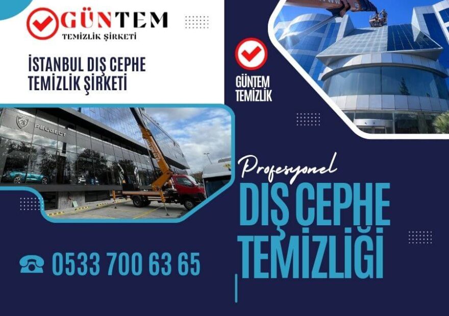 Sepetli vinçle dış cephe temizlik çalışmaları