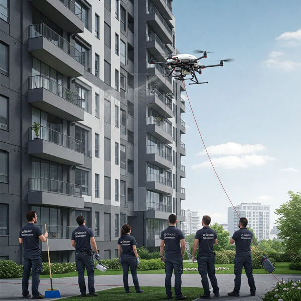 Drone ile kurumsal dış cephe temizliği