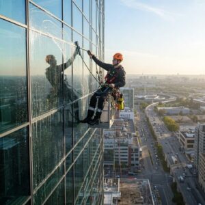 Plaza cam temizliği çalışmaları