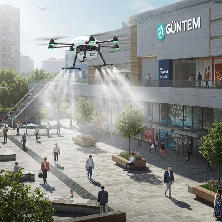 Dış cephe cam yıkama dronu