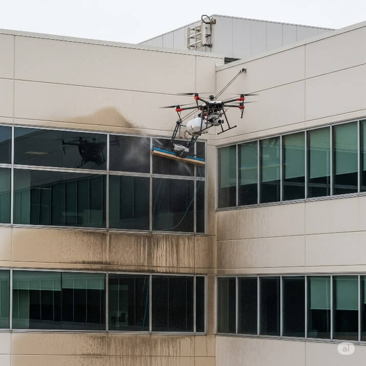 Drone ile dış cephe temizlik çalışmaları