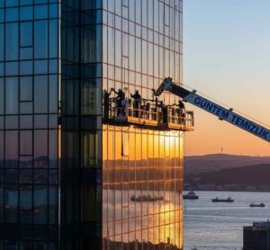 Sepetli vinç kullanımı ile Bakırköy Florya dış cephe temizliği hizmetleri