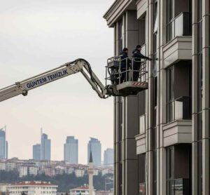 Vinçli sistemlerle erişim ile Esenyurt dış cephe temizliği hizmeti