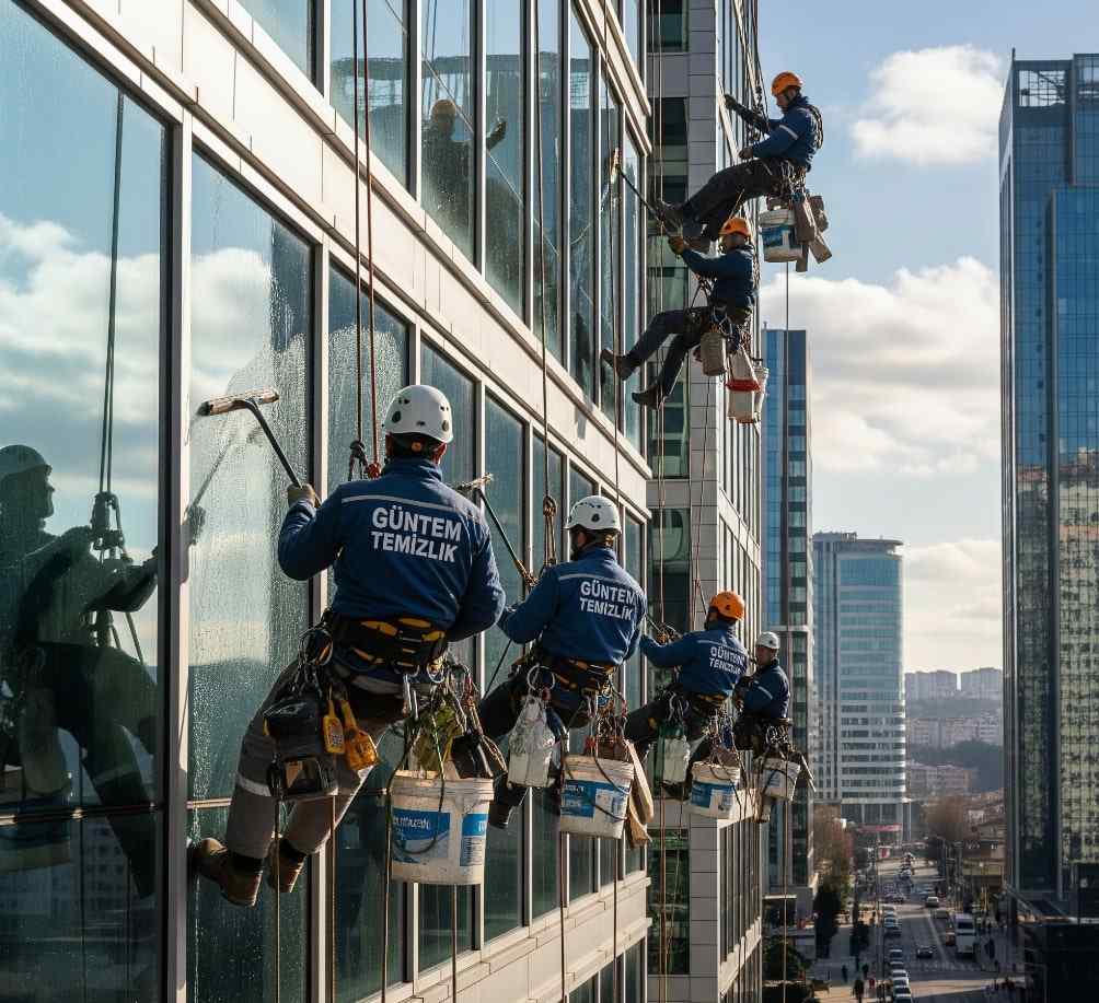 Ümraniye'deki modern plazalar ve iş merkezleri için dış cephe temizliği hizmeti.