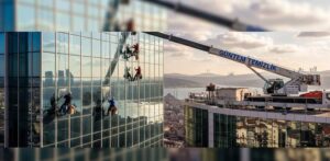 Sepetli vinçle Beykoz dış cephe cam temizliği hizmetleri