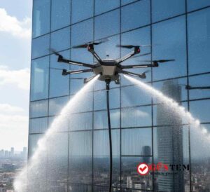 Ataköy'de drone ile dış cephe temizliği uygulaması