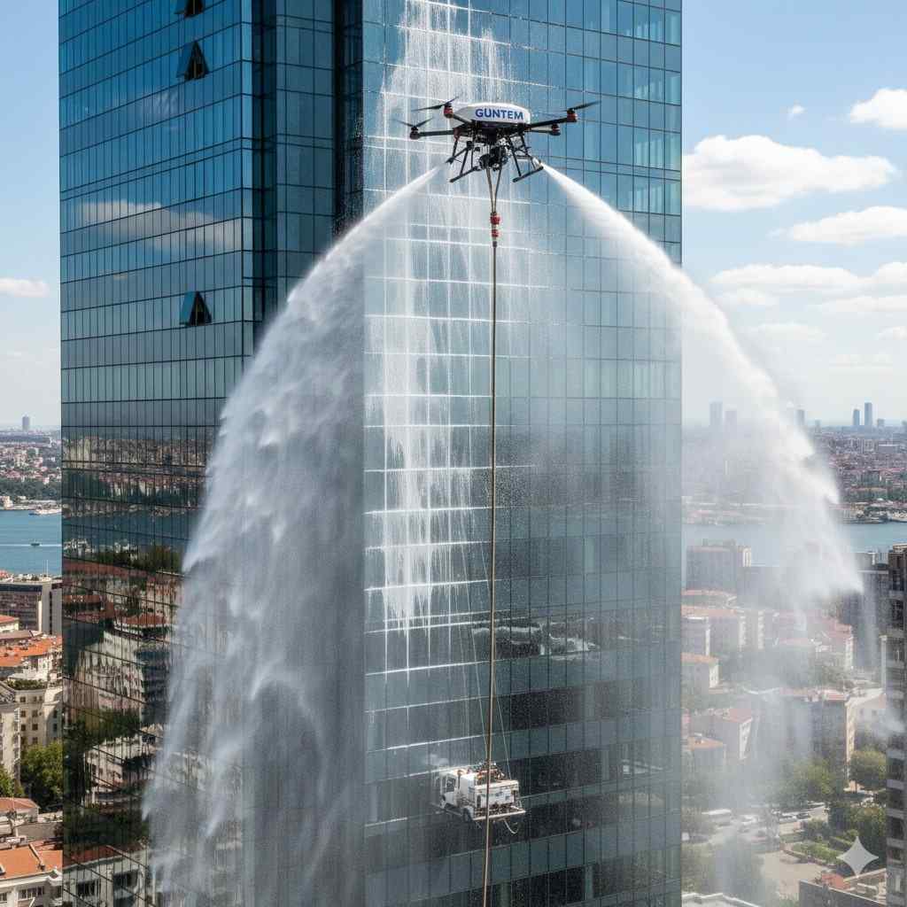 Drone ile Bina dış cephe cam temizliği hizmetleri