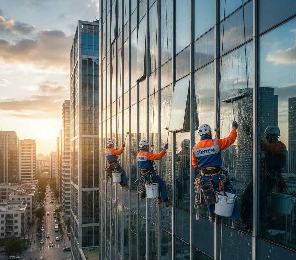 Cennet mahallesi dağcılık yöntemi ile dış cephe cam temizlik hizmetleri: Güntem Temizlik