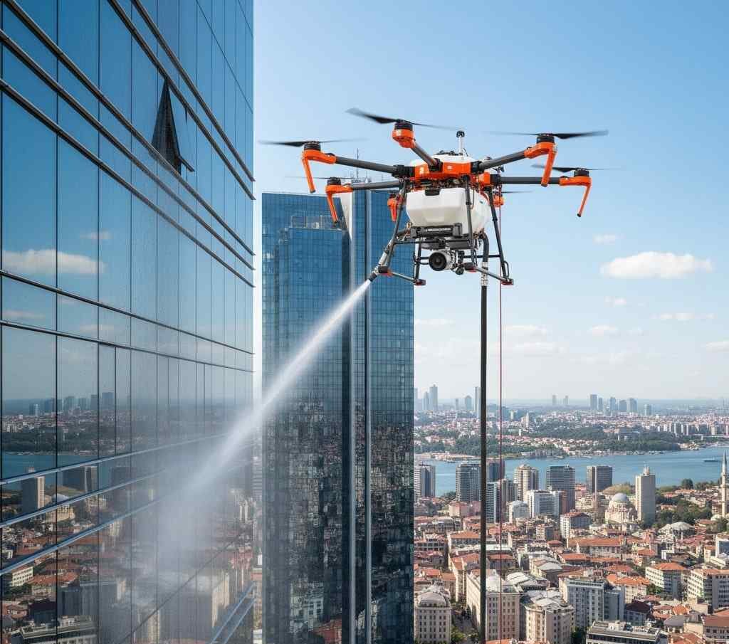 Cennet mahallesi drone ile dış cephe temizlik çalışmaları