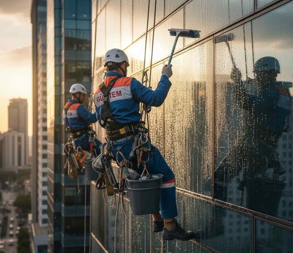 Endüstriyel dağcılık ile Kanarya dış cephe temizliği hizmetleri: Güntem Temizlik Şirketi