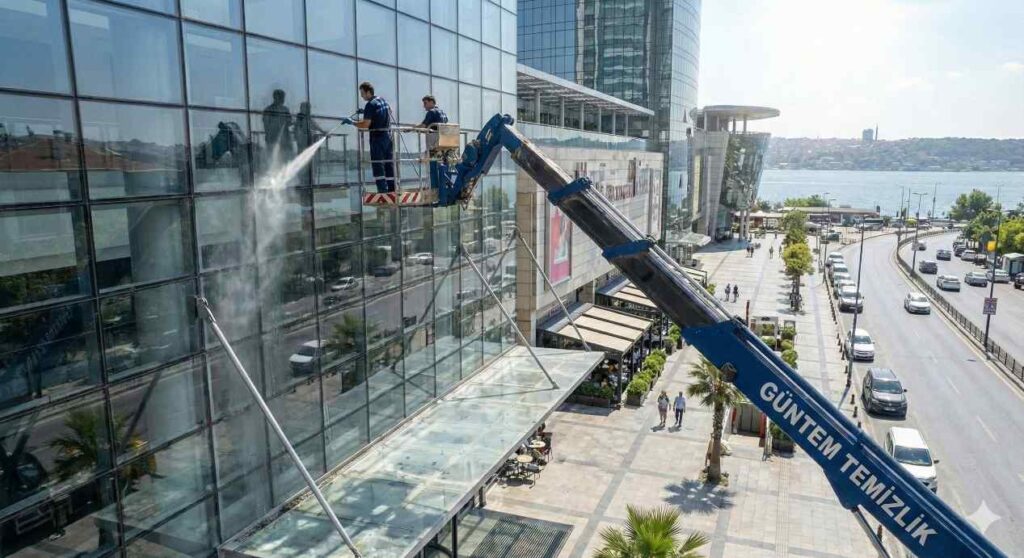Sepetli vinç ile dış cephe temizlik hizmetleri: Güntem Temizlik
