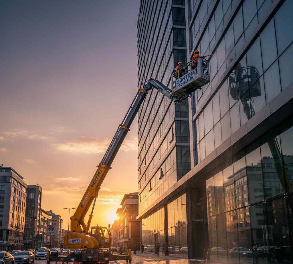 Avrupa Yakası saf su ile cephe temizlik çalışmaları: Güntem Temizlik Şirketi