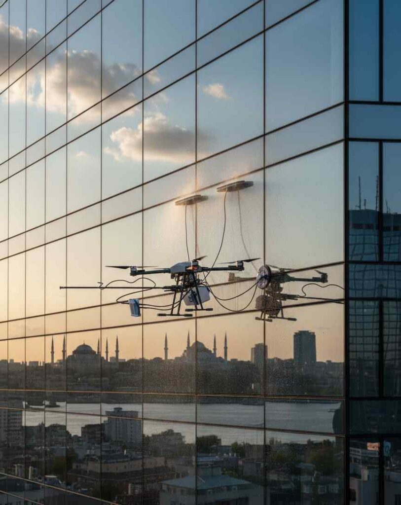 Drone ile otel dış cephe cam temizliği hizmetleri: Güntem Temizlik İstanbul