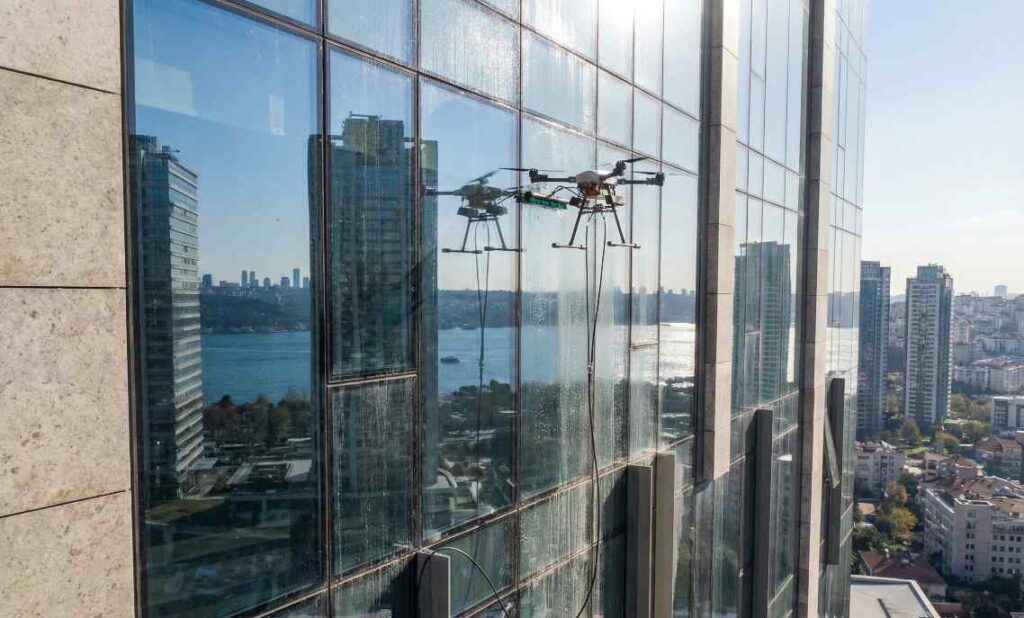 Drone ile profesyonel plaza cam temizliği hizmetleri: Güntem