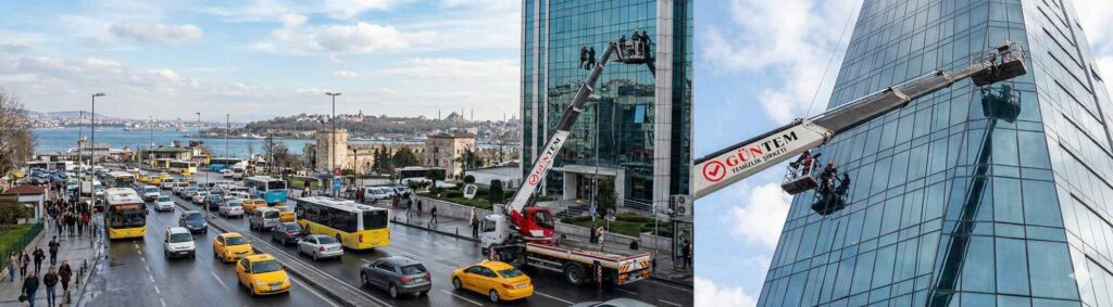 Profesyonel Denizköşkler dış cephe cam temizliği hizmetleri: Güntem Temizlik Şirketi
