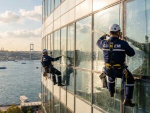 Endüstriyel dağcılık ile bina dış cephe temizliği hizmetleri: Güntem Temizlik Şirketi