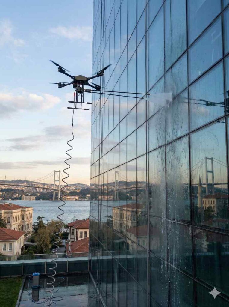 Drone ile Kozyatağı dış cephe cam temizliği hizmetleri