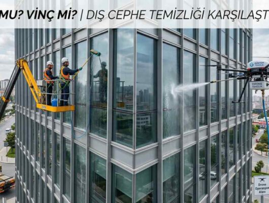 Drone ve vinçle dış cephe temizliği