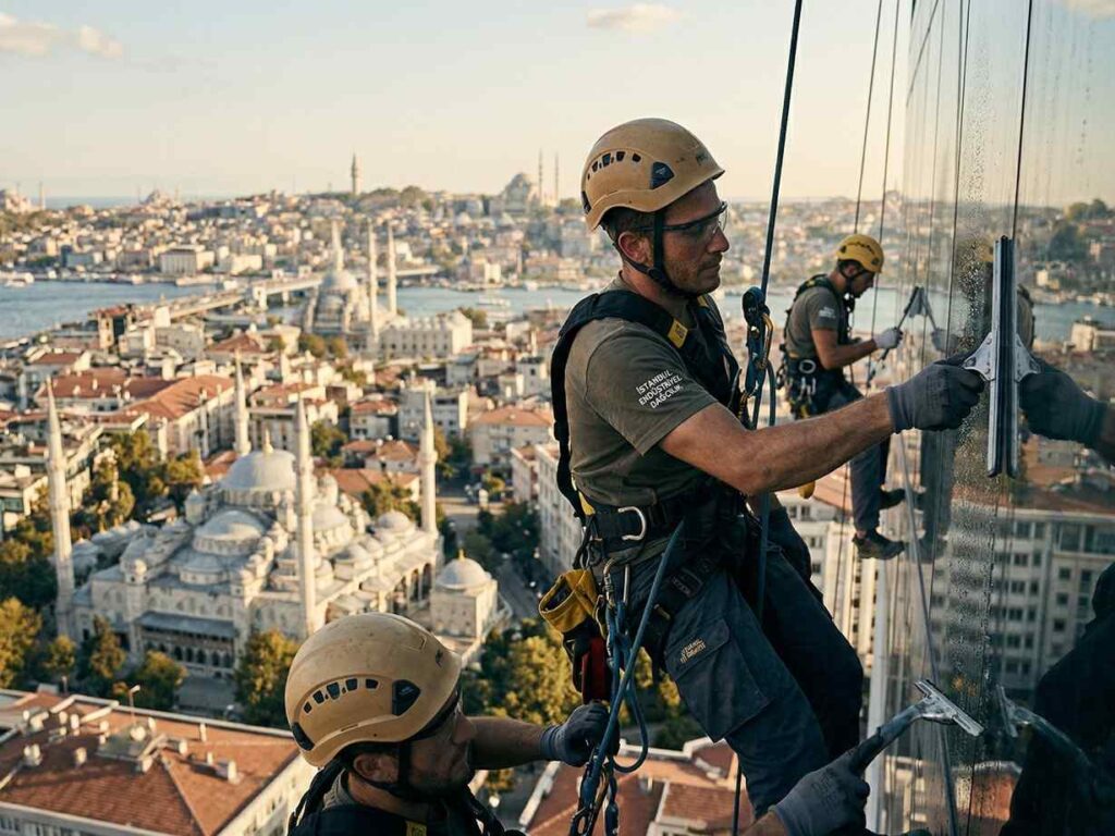 Aynalı ve renkli dış cephe camlarında profesyonel temizlik