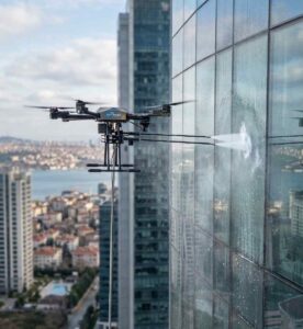 Drone ile cam temizliği operasyonu