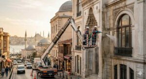 Düşük basınçlı su ile tarihi bina dış cephe temizliği