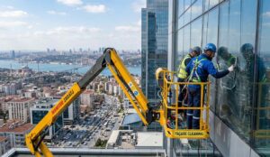 İnşaat sonrası dış cephe cam temizliği çalışmaları