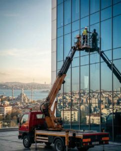 Profesyonel dış cephe aynalı cam temizliği