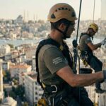 Yüksek binalarda dış cephe temizliği çalışmaları