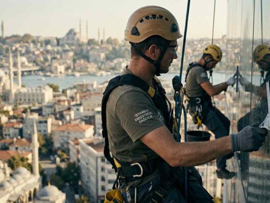 Yüksek binalarda dış cephe temizliği çalışmaları