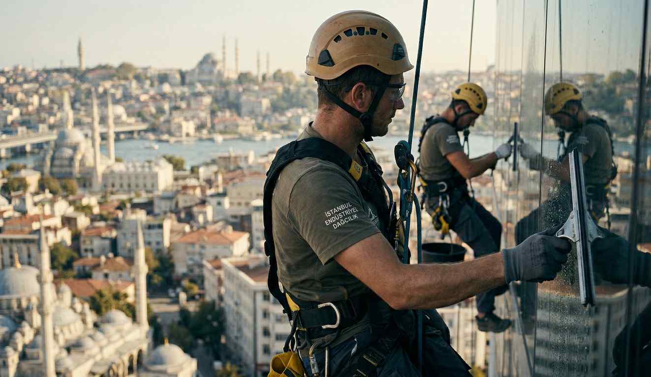 Yüksek binalarda dış cephe temizliği çalışmaları