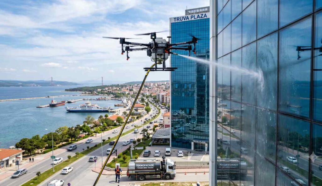 Çanakkale'de drone ile dış cephe yıkama hizmetleri