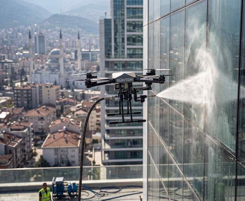 Drone ile dış cephe cam temizliği Bursa