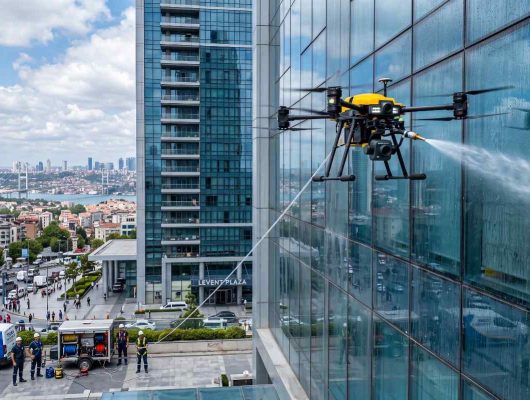Drone ile plaza cam temizliği hizmet görseli
